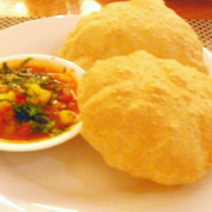 Vegan Aloo Poori (Potato Curry with fried flat whole wheat bread)