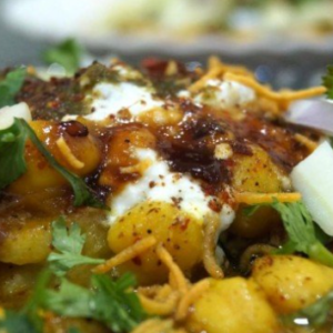 Vegan Aloo (Potato) Patty Chole Garbanzo Beans Chat