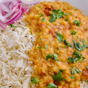 Vegan GF Dal (Lentil) Chawal (Rice) Pickled Onion