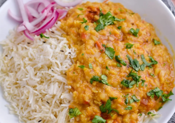 Vegan GF Dal (Lentil) Chawal (Rice) Pickled Onion