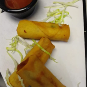 Vegan Vegetable Fried Spring Rolls (5) with Soy Sauce (Gluten Free)